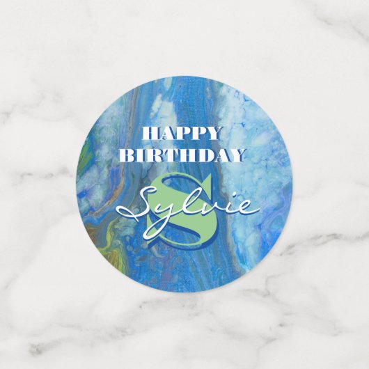 Blauwe waterval Acrylkunst Confetti (Kleine voorkant)