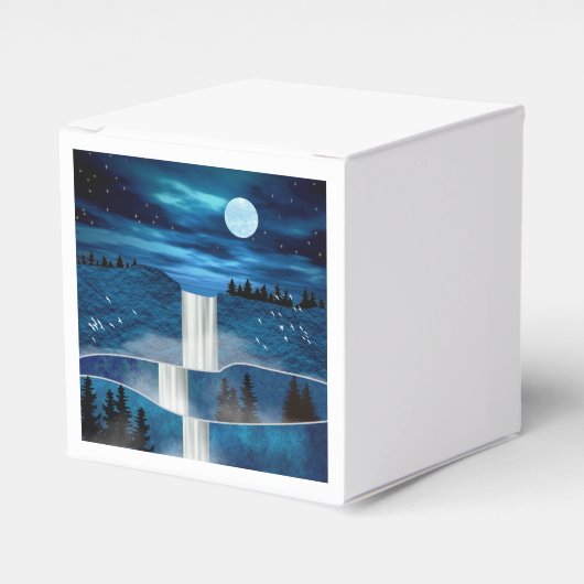 Blauwe waterval bedankdoosjes (Voorkant Zijde)