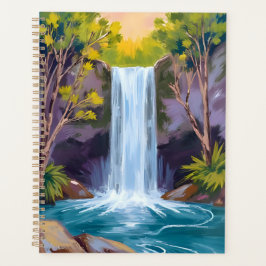 Blauwe Waterval | Bos Landschap Natuur Schilderij Planner