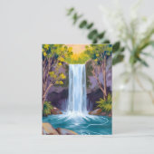 Blauwe Waterval | Bos Landschap Schilderijkaart (Staand voorkant)
