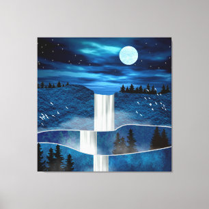 Blauwe waterval canvas afdruk