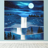 Blauwe waterval canvas afdruk (Insitu (Houten vloer))