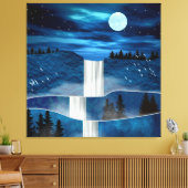 Blauwe waterval canvas afdruk (Insitu (Woonkamer))