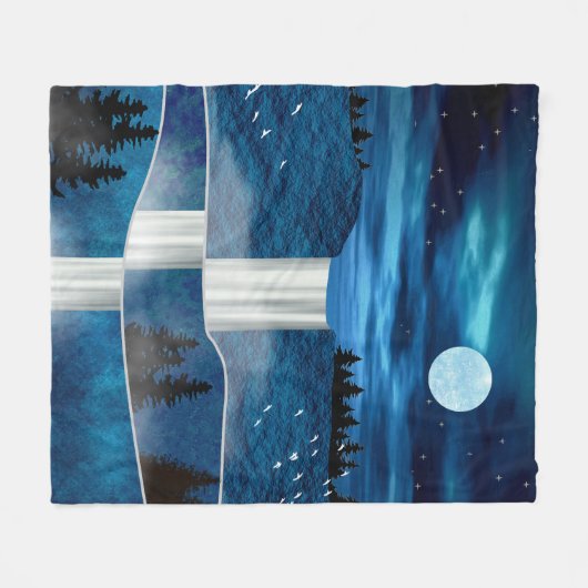Blauwe waterval fleece deken (Voorkant (Horizontaal))