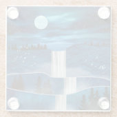 Blauwe waterval glazen onderzetter (Achterkant)