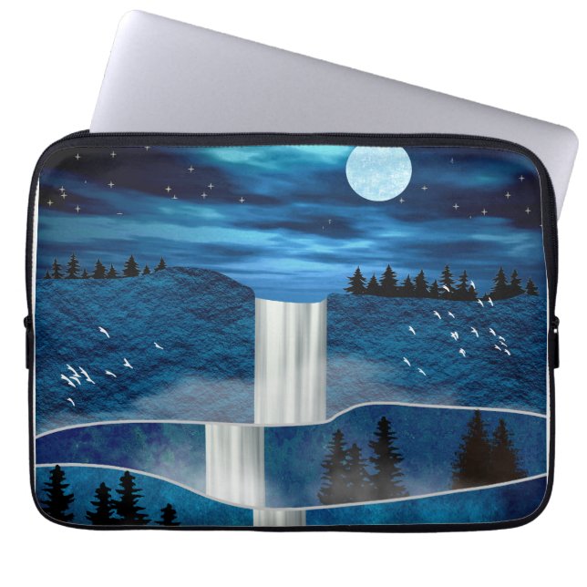 Blauwe waterval laptop sleeve (Voorkant)