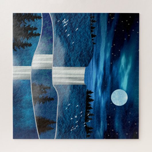 Blauwe waterval legpuzzel (Horizontaal)