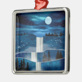 Blauwe waterval metalen ornament (Links)