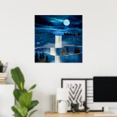 Blauwe waterval poster (Thuiskantoor)