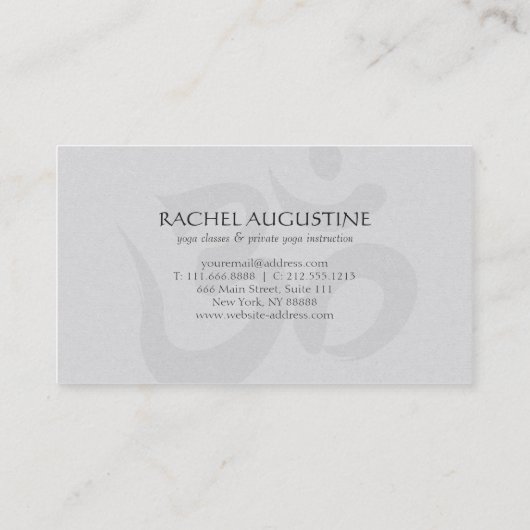 Blauwe waterval rimpel en OM-symbool YOGA-instruct Visitekaartje (Achterkant)