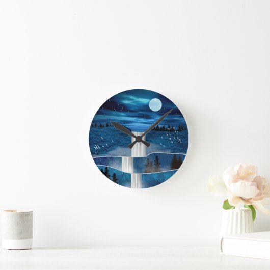 Blauwe waterval ronde klok (Huis)