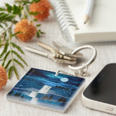 Blauwe waterval sleutelhanger (Voorkant Rechts)