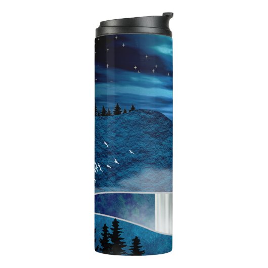 Blauwe waterval thermosbeker (Gedraaid links)