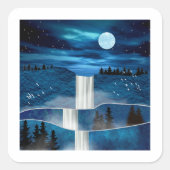 Blauwe waterval vierkante sticker (Voorkant)