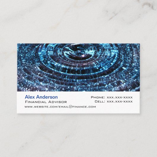 Blauwe waterval visitekaartje (Voorkant)