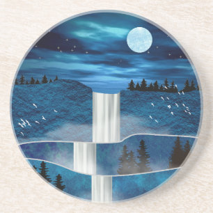 Blauwe waterval zandsteen onderzetter