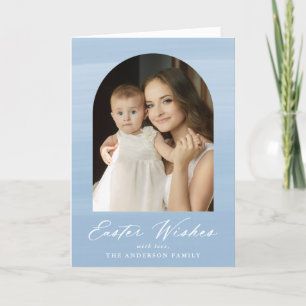 Blauwe Waterverf 2 Fotopaasoorts Feestdagen Kaart