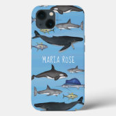Blauwe Waterverf Aangepaste gepersonaliseerde naut Case-Mate iPhone Case (Achterkant)