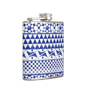 Blauwe Waterverf Abstract Aztec Tribal Print Patro Heupfles (Rechts)