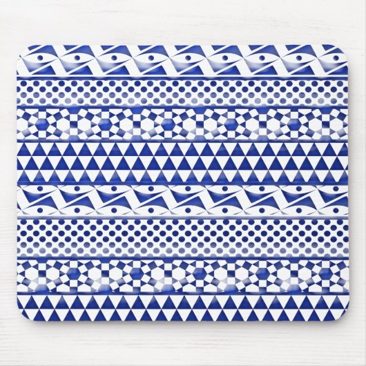 Blauwe Waterverf Abstract Aztec Tribal Print Patro Muismat (Voorkant)