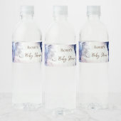 Blauwe waterverf abstract baby shower waterfles etiket (Flessen)