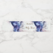 Blauwe waterverf abstract baby shower waterfles etiket (Enkel label)