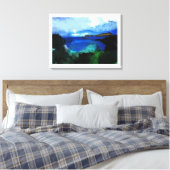 Blauwe Waterverf Abstract landschap Canvas Afdruk (Insitu (Slaapkamer))