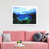 Blauwe Waterverf Abstract landschap Canvas Afdruk (Insitu (Woonkamer))