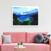 Blauwe Waterverf Abstract landschap Canvas Afdruk (Insitu (Woonkamer))