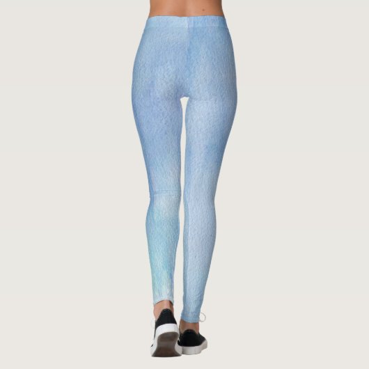 Blauwe Waterverf Abstract Leggings (Achterkant)