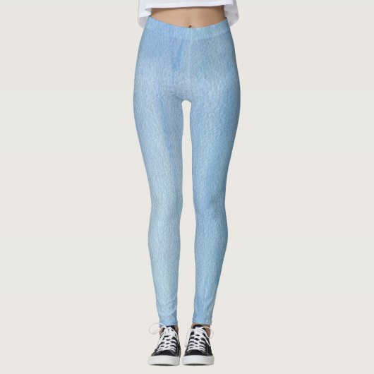 Blauwe Waterverf Abstract Leggings (Voorkant)