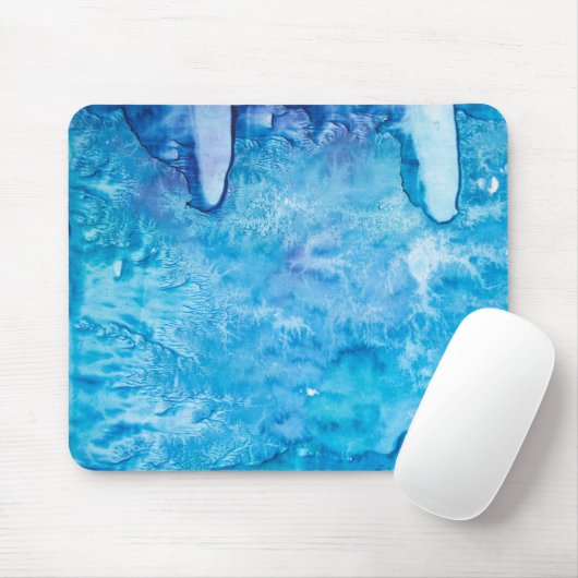 blauwe waterverf abstract muismat (Met muis)