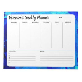 Blauwe Waterverf Abstract wekelijks om lijstblocno Notitieblok