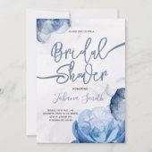 Blauwe Waterverf Abstracte Bridal Shower Uitnodigi Kaart (Voorkant)