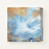 Blauwe Waterverf Abstracte naam Script Notitieboek (Achterkant)