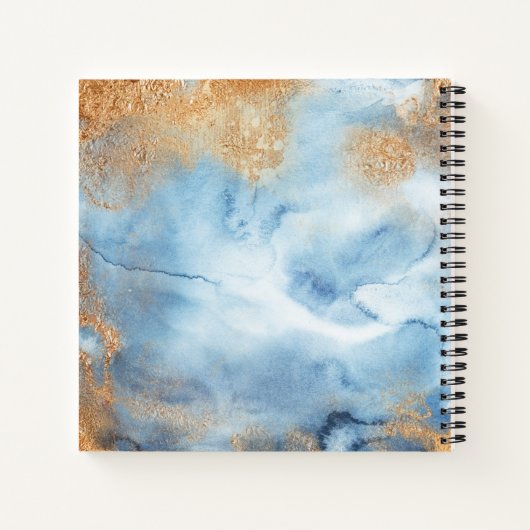 Blauwe Waterverf Abstracte naam Script Notitieboek (Achterkant)