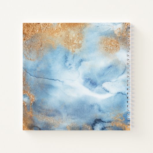 Blauwe Waterverf Abstracte Naam Script Schets Notitieboek (Achterkant)