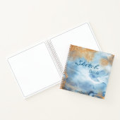 Blauwe Waterverf Abstracte Naam Script Schets Notitieboek (Binnen)