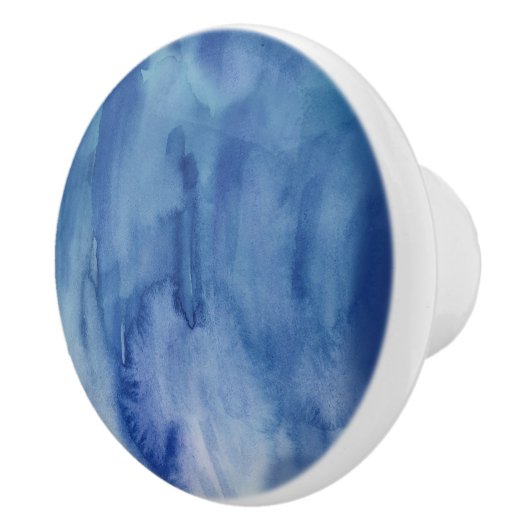 Blauwe Waterverf Abstracte schildering Keramische Knop (Rechts)