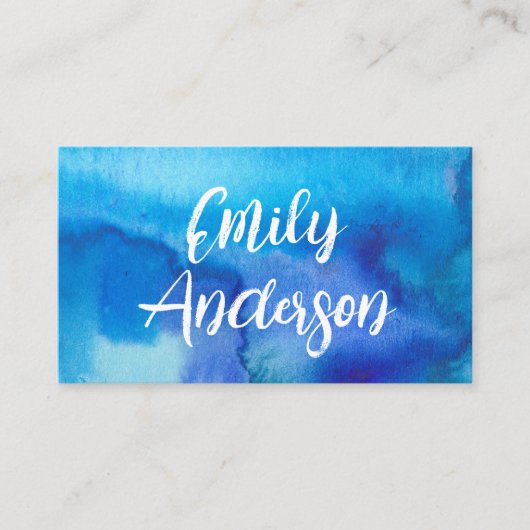 Blauwe Waterverf Abstracte schoonheid Moderne Call Visitekaartje (Voorkant)