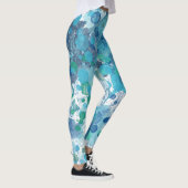 Blauwe Waterverf Abstracte spatten Leggings (Rechts)