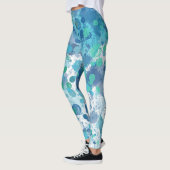 Blauwe Waterverf Abstracte spatten Leggings (Links)
