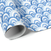 Blauwe Waterverf: Abstracte Zeeen golven Cadeaupapier (Rol Hoek)