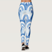 Blauwe Waterverf: Abstracte Zeeen golven Leggings (Achterkant)