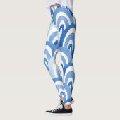 Blauwe Waterverf: Abstracte Zeeen golven Leggings (Links)
