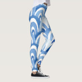 Blauwe Waterverf: Abstracte Zeeen golven Leggings (Rechts)