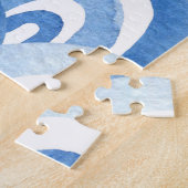 Blauwe Waterverf: Abstracte Zeeen golven Legpuzzel (Zijkant)