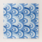 Blauwe Waterverf: Abstracte Zeeen golven Legpuzzel (Horizontaal)