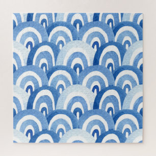 Blauwe Waterverf: Abstracte Zeeen golven Legpuzzel