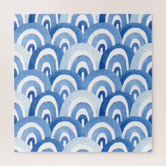 Blauwe Waterverf: Abstracte Zeeen golven Legpuzzel (Verticaal)